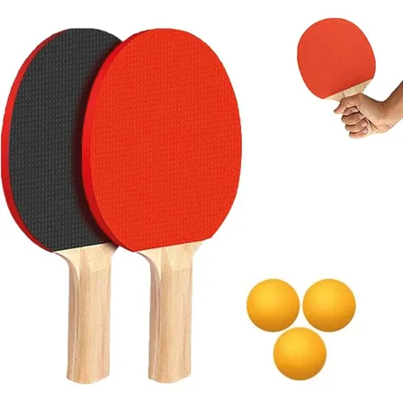 Set De 2 Paletas Mas 3 Pelotas De Ping Pong Color Unico