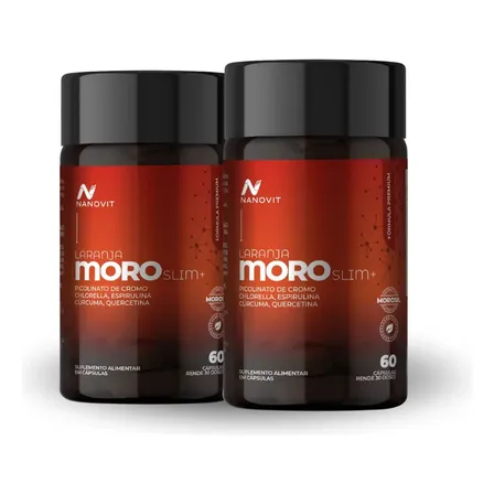Laranja Moro Slim Cromo Spirulina Suplemento 60 Cáps Nanovit Sem Sabor | Quantidade 2 Potes