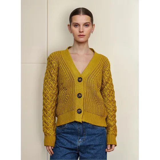 Saco Punto Ingles Con Botones Tejido De Punto Moda Oversize