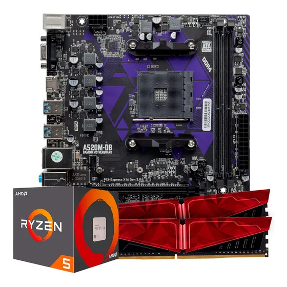 Kit Upgrade Gamer Amd Ryzen 5 4600g + A520m + 16gb Ddr4 Cor Preto