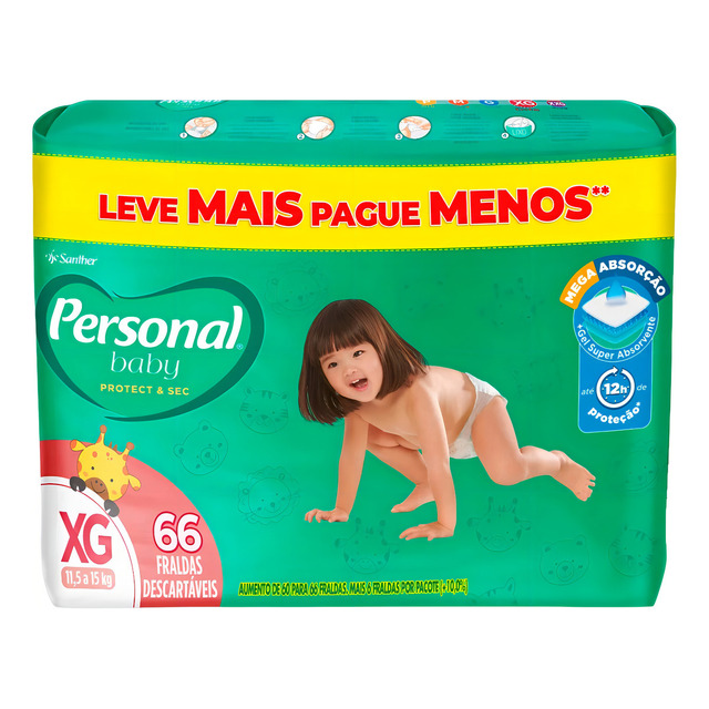 Fraldas Protetc & Sec Tamanho Xg Com 66 Fraldas Personal Fraldas Protetc & Sec Tamanho Xg Com 66 Fraldas Personal