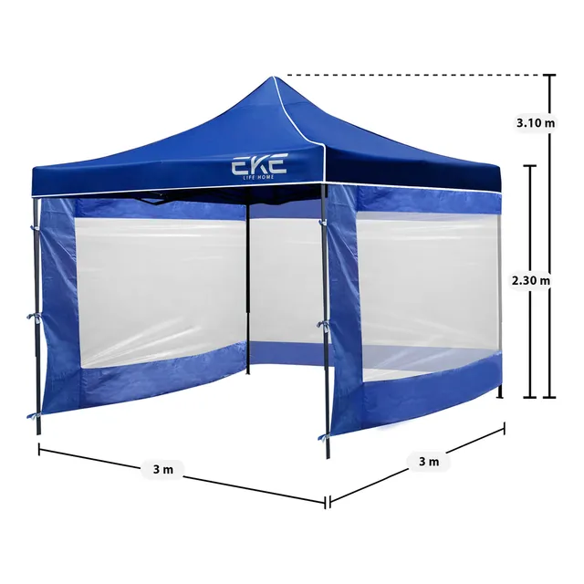 Toldo Carpa Paredes Ventanas Plegable Impermeable 3 X 3 Eke Color Azul