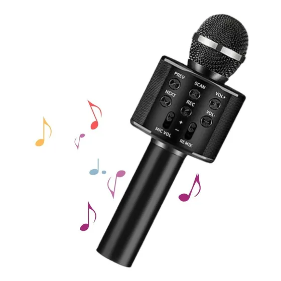 Microfone Sem Fio Youtuber Bluetooth Infantil Reporter Cor Preto