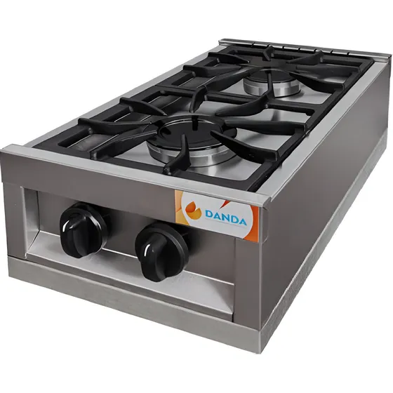 Danda Anafe Industrial A Gas 2 Hornallas Vertical Sin Base Acero Inoxidable Plateado