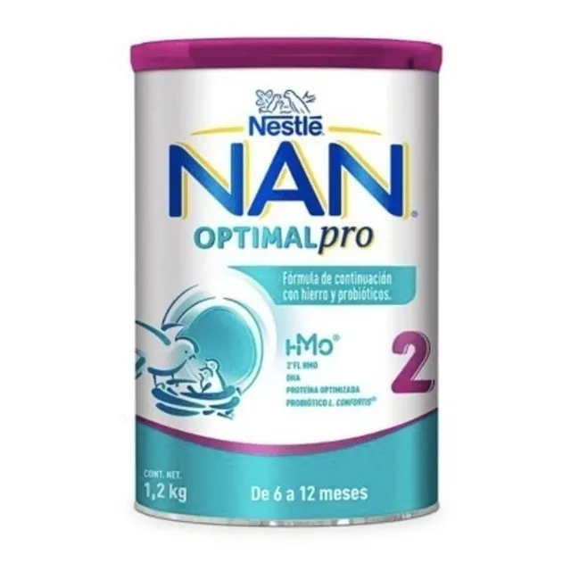 Leche de fórmula en polvo Nestlé Nan Optimal Pro 2 en lata de 2 de 1.2kg - 6 a 12 meses