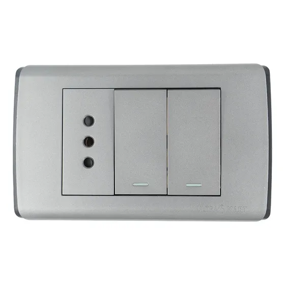 Interruptor Doble 9/12 +tomacorriente Simple Ultrasmart Grey Corriente Nominal 16 A Voltaje Nominal 250v