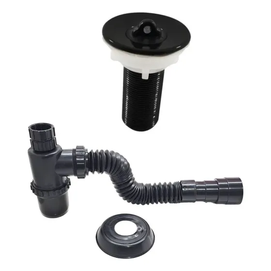 Combo Sifão Preto Copo Saída Flexivel E Válvula Abs S/ladrão
