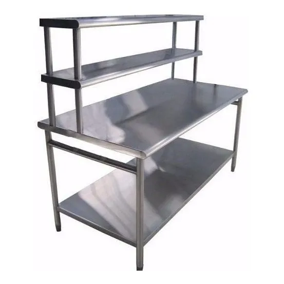 Mesa Cocina Chef Acero 2 Repisa 2.10x70x90 Ll. Xavi