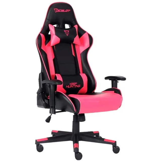Silla Gamer Ocelot Ergonómica Descansa Brazos Ajustables Reclinable 90-155 grados Soporta hasta 150 Kg Almohadillas Color Negro y Magenta Modelo OGS-03