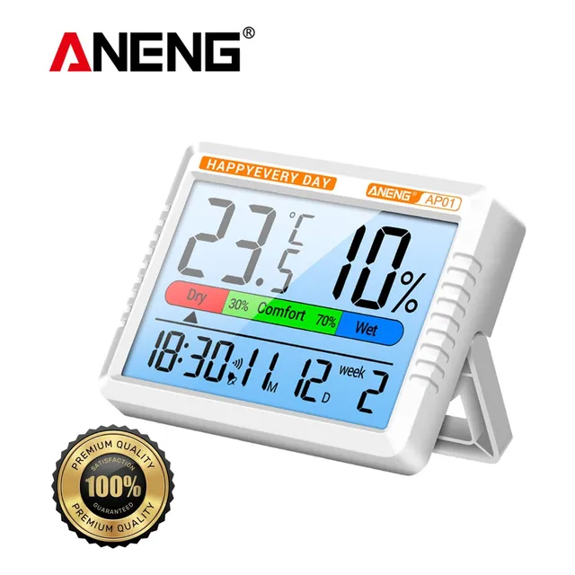 Reloj Digital Despertador Alarma Fecha Termómetro Hidrómetro