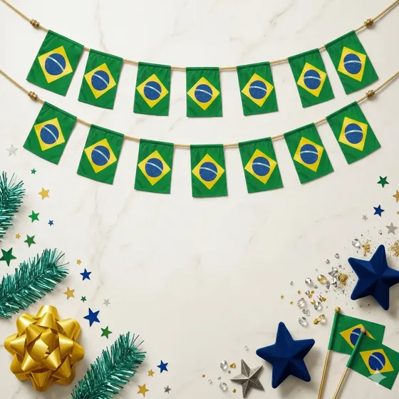 Kit 8m Bandeirinhas Brasil Decoração Copa Futebol