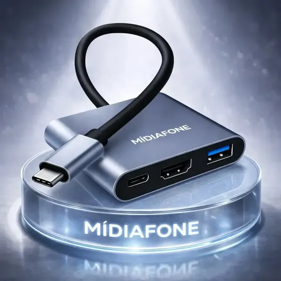 Adaptador Conversor Usb 3.0 Tipo C Para Hdmi 4k Ultra Hd 3 em 1 Espelhamento De Tela Compatível Notebook Celular Tablet Windows Mac Android Midiafone