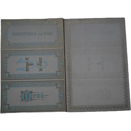 Un Menu Antiguo  En Blanco Confitería Del Gas