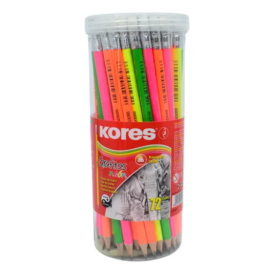 Lapiz Grafitos Neon #2 Hb Bote C/72 Piezas Marca Kores