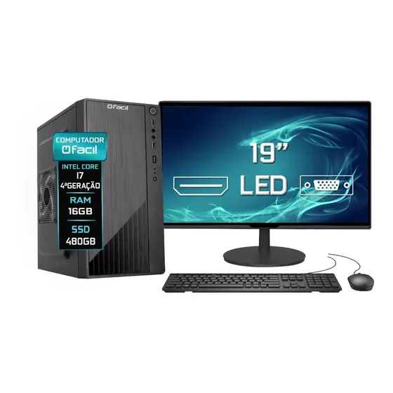 Computador Completo Fácil Intel I7 4ª Geração 16gb Ssd 480gb