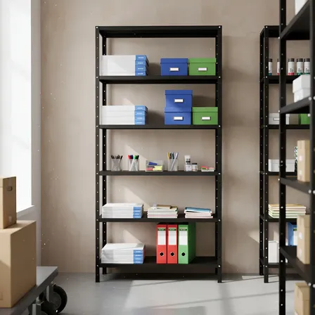 Estante Armário De Aço Com Bandejas Preta Suporta 150kg