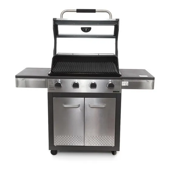 Parrilla A Gas Bram Metal 4 Quemadores Tapa Visor 2 Mesadas