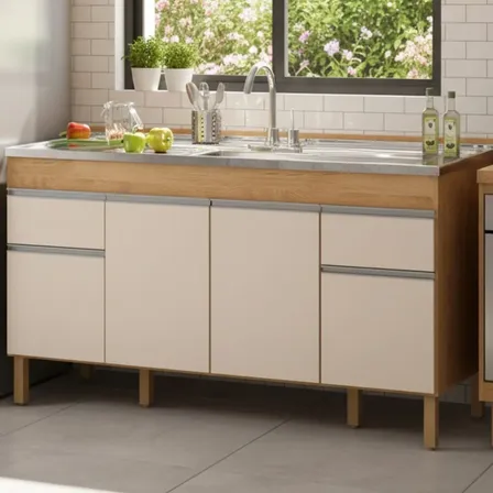 Balcão Cozinha Compacta Modulada Natal 1,50 Mt Am/ Off