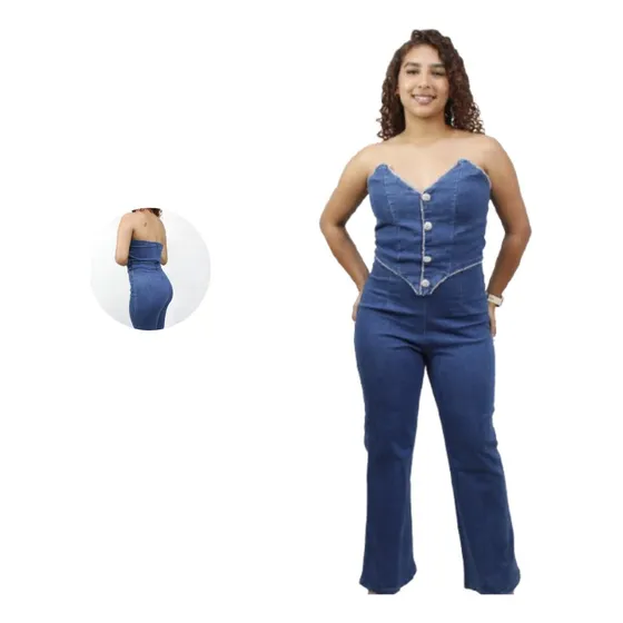 Enterizo Importado Marca Fashion House Jeans  Con Brillante