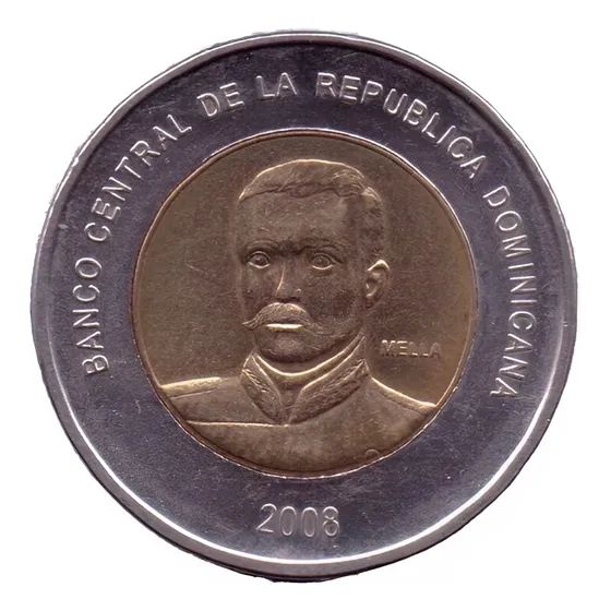 Republica Dominicana 10 Pesos 2008 Bimetalica * Matias Mella