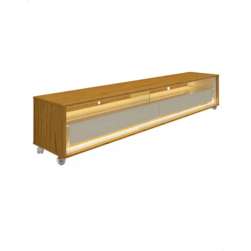Rack Bancada Tv Até 75 Polegadas Com Led Rodízios Tunísia Madeira
