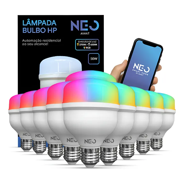 Kit 10 Lampada Smart Bulbo Hp 50w 2700k/6500k Rgb Neo Avant Rgb 2347690