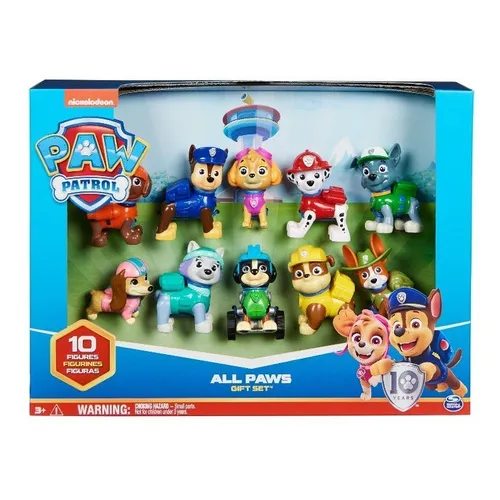 Paw Patrol, 10.º Aniversario, Set De 10 Figuras De Acción