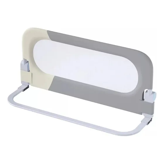 Baranda anticaída para cama y sommier Jazak plegable gris de microfibra 1.2 m