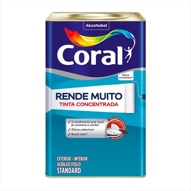 Tinta Rende Muito Coral Acrílica Fosca Exterior/interior Acabamento Fosco Cor Tubarão Branco 16l Tinta Rende Muito Coral Acrílica Fosca Exterior/interior Acabamento Fosco Cor Tubarão Branco 16l