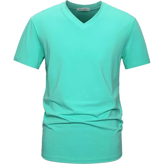 Camiseta De Hombre En Tela Piel Durazno Cuello En V