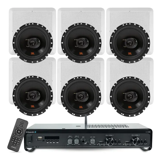 Kit Som Ambiente Bluetooth Teto Jbl Frahm 330w 6 Arandelas