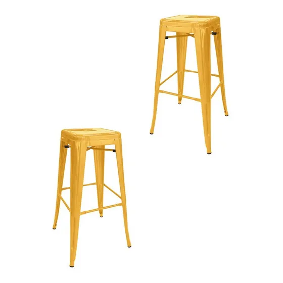 Set X2 Taburetes Altos Tolix Colores Especiales - Desillas Color Tono Amarillo