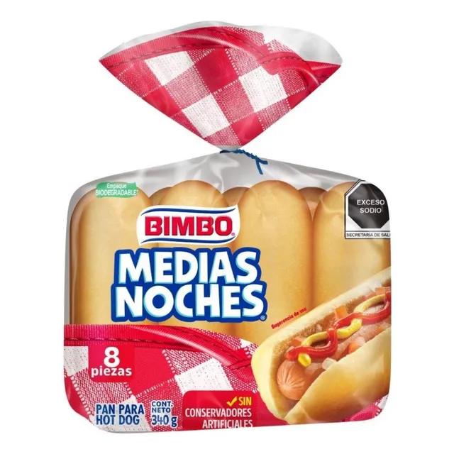 5 Pzas Pan Para Hot Dog Bimbo Medias Noches 8 Pzas