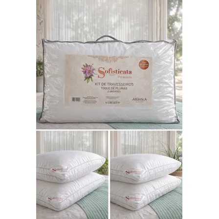 Kit C/2 Travesseiros Toque De Pluma Extra Macio / Branco Branco