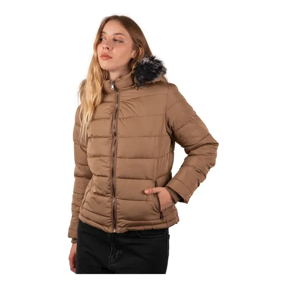 Campera Mujer Inflada Importada Parka Piel Abrigada Capucha 