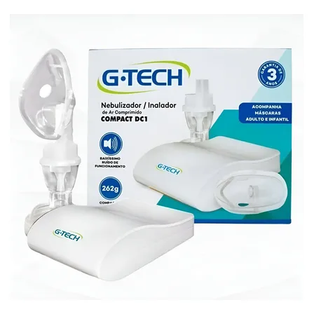 Inalador Nebulizador Adulto Infantil Bivolt Compacto G-tech Branco 127/220v