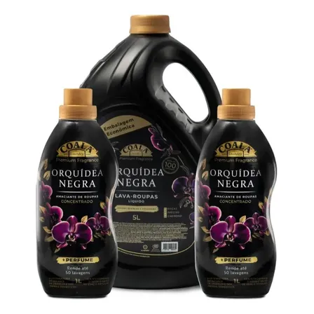 Kit Lava Roupas Coala 5L + 2 Amaciantes - Orquídea Negra