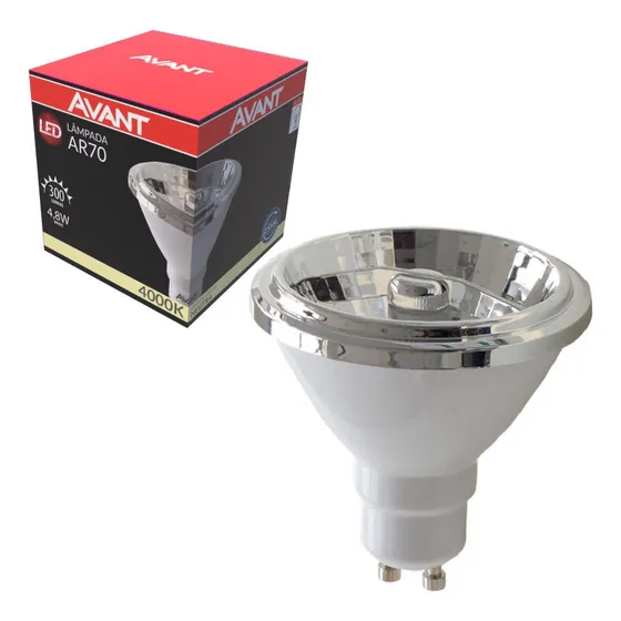 Lampada Led Ar70 4.8w 4000k Branco Neutro GU10 127/220v Ip20 Branco Cod: 282120575 Deluxe By Avant
