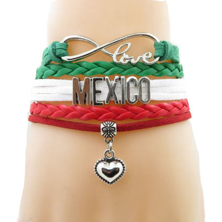 Pulsera Cuero Amo Mexico Tricolor Pulsera Mexicana Unisex Diámetro 20 Pulsera Cuero Amo Mexico Tricolor Pulsera Mexicana Unisex Diámetro 20
