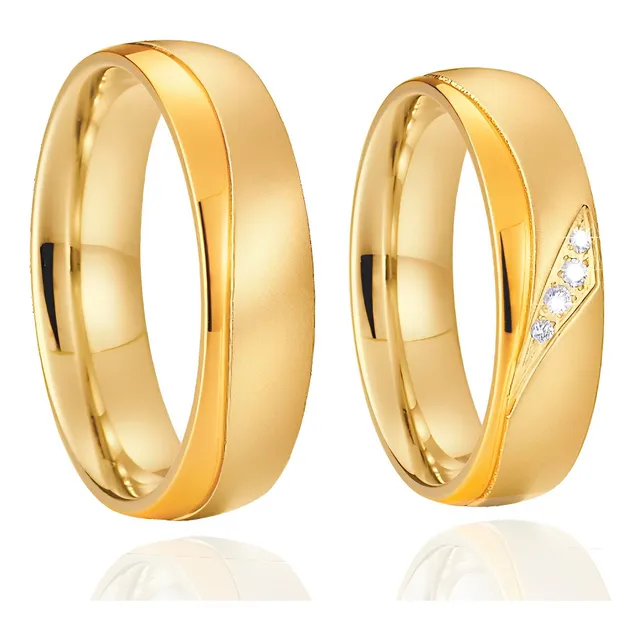 Par De Anillos Baño De Oro 18k Compromiso Boda O Matrimonio