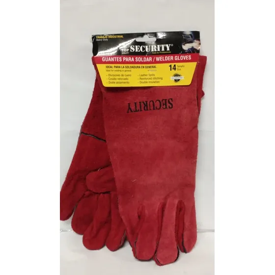 Guante D/carnaza P/soldador 14  Rojo Security 