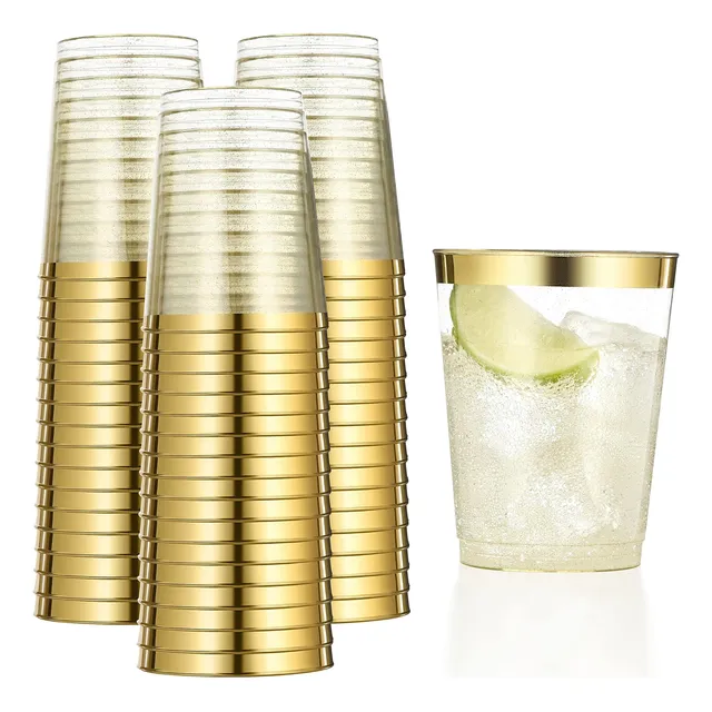 Chateau Fine Tableware 100 Vasos De Plástico Dorados Vasos D
