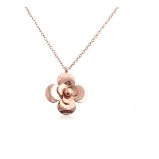 Hermoso Collar De Camelia Acero Titanio Inox Flor Tres Capas Hermoso Collar De Camelia Acero Titanio Inox Flor Tres Capas