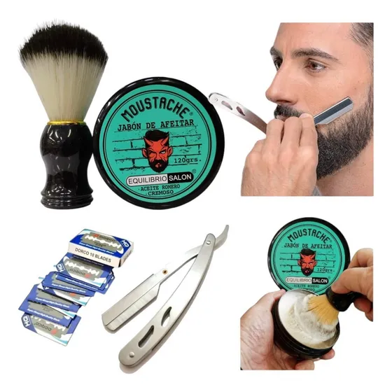 Kit Jabón De Afeitar +hisopo+navaja