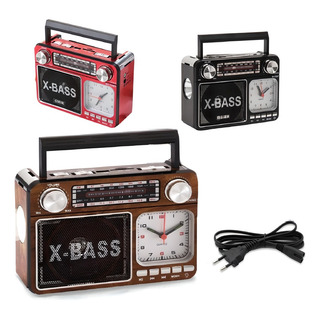 Rádio Am Fm Usb Retro Relógio Pilha Tomada Recarregável Cor Vermelho 127/220v Rádio Am Fm Usb Retro Relógio Pilha Tomada Recarregável Cor Vermelho 127/220v