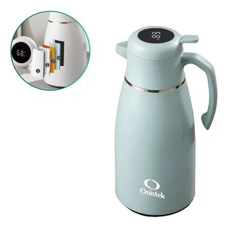 Garrafa Térmica 1.6 Litro Com Termômetro Led Para Chás Café Verde