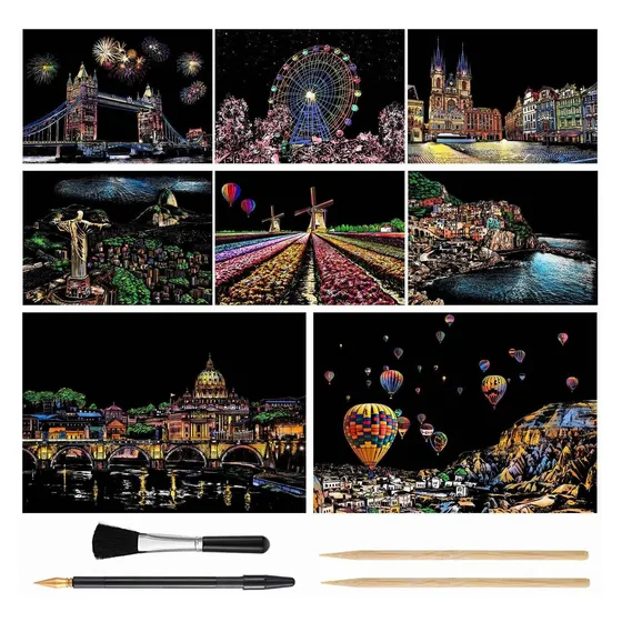 Scratch Art Rainbow Pintura Papel A4 Juego 8 Hojaspara