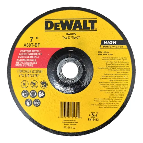 Disco De Esmeril 7x1/4 Dewalt Pack 5