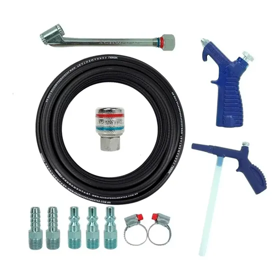 Kit Mangueira Compressor De Ar 1/4 Com Bico Encher Pneu Schw