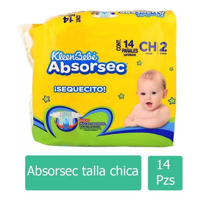 Panal Kleenbebé Absorsec Ch 14 Pañales Género Sin género Talla Chica (Ch)